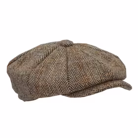 Keps Harris Tweed 8-Panel Baker Boy - White Sand