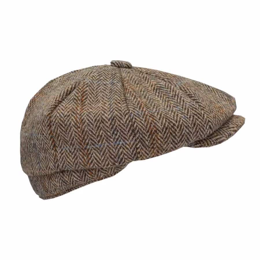 Keps Harris Tweed 8-Panel Baker Boy - White Sand