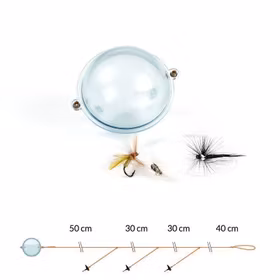 Flugkast med flytkula och torrflugor