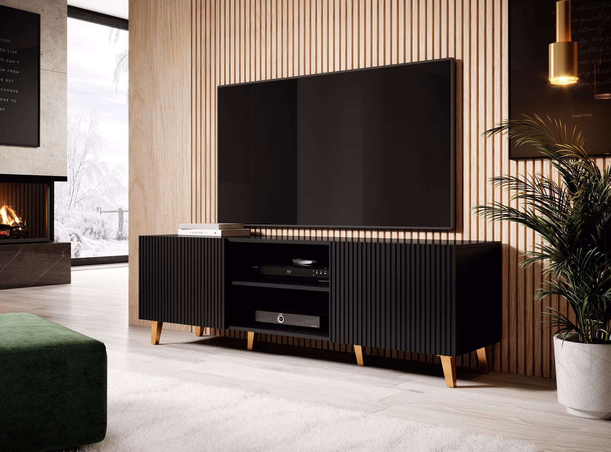 TV bänk svart - Cama Meble