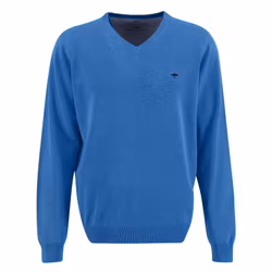 V-ringad bomulls tröja -Bright Ocean -  Fynch-Hatton