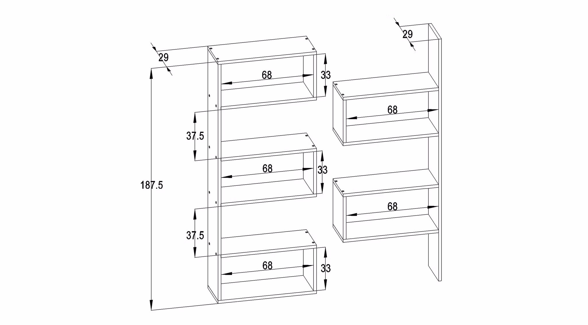 Bokhylla/Hörnbokhylla vit Paco