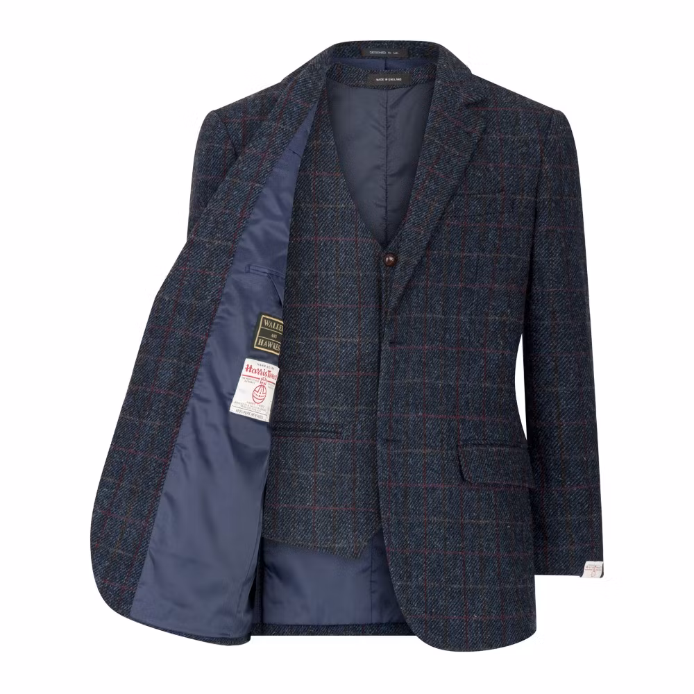 Harris Tweed väst Royal Blue - Dalston