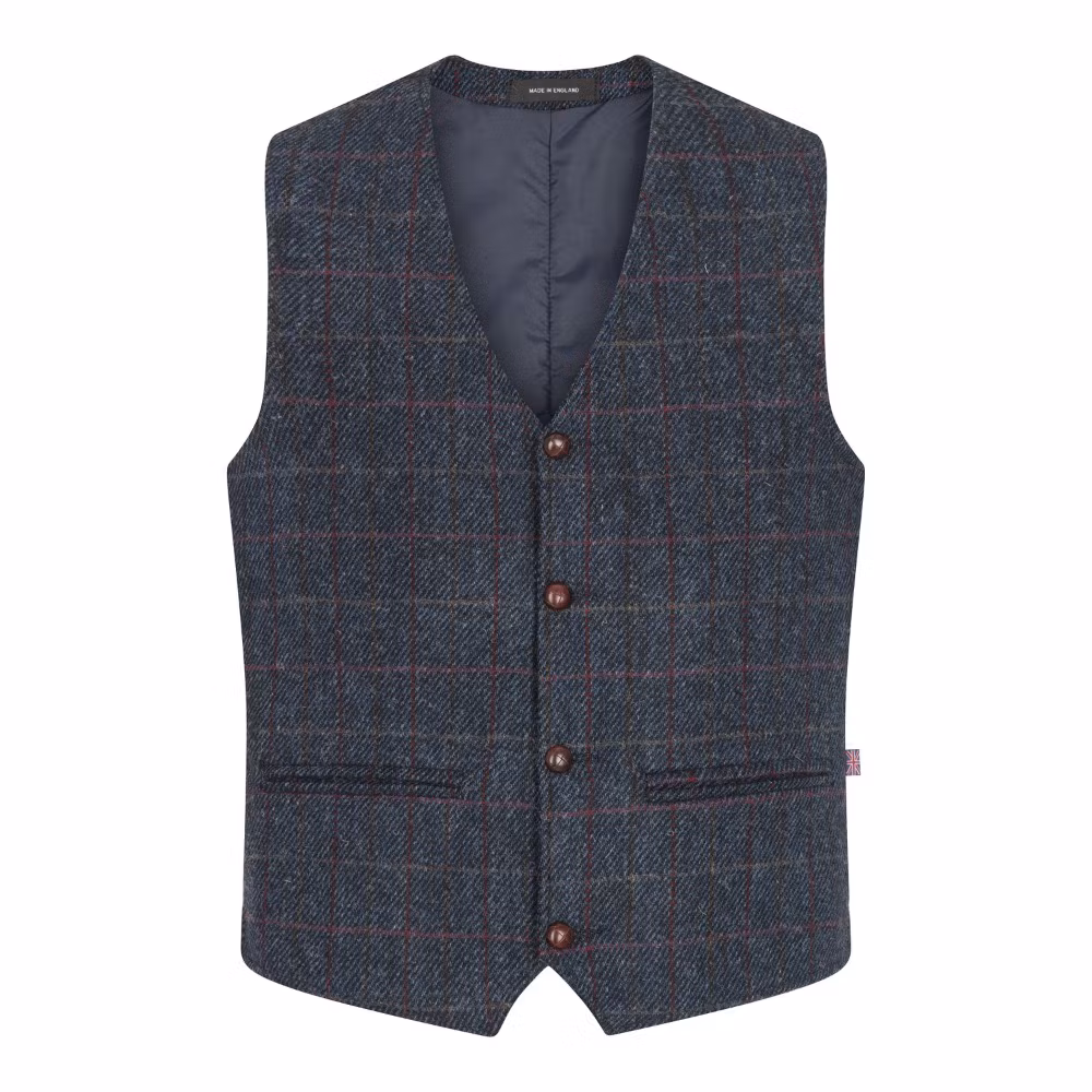 Harris Tweed väst Royal Blue - Dalston