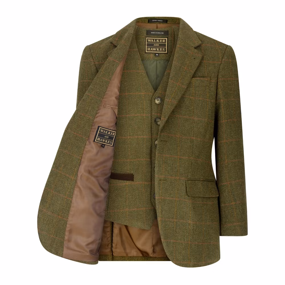 Tweedväst Derby Alcott Dark Green - Walker & Hawkes