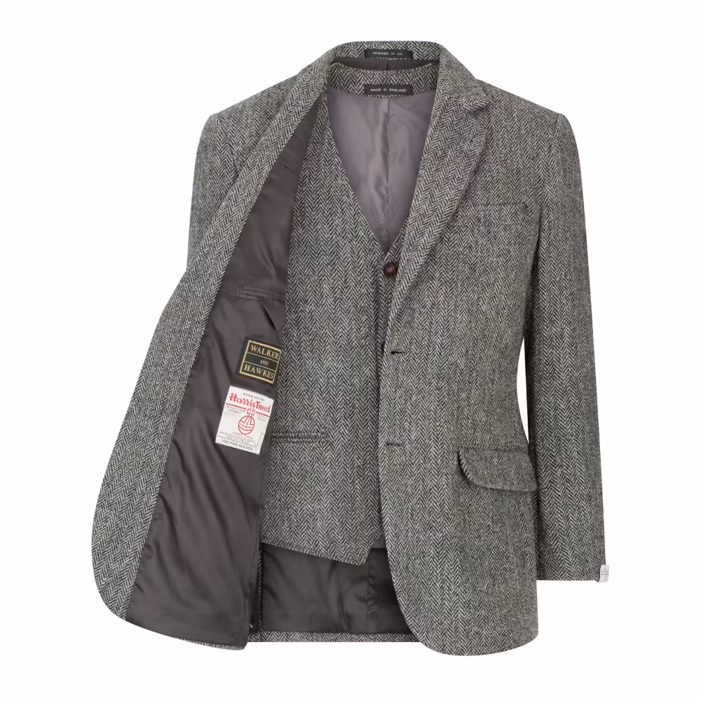 Harris Tweed kavaj Steel Grey - Blakemore