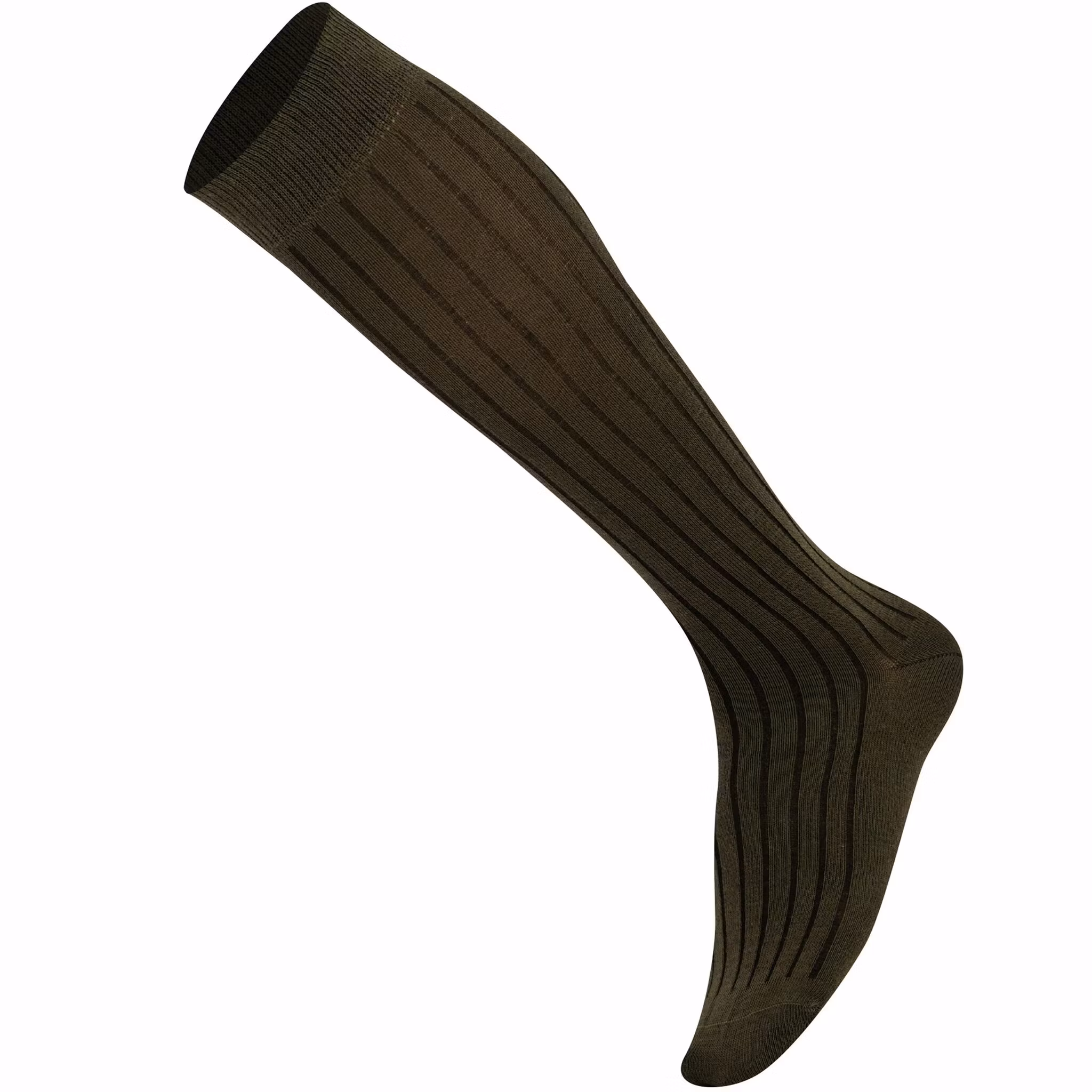 Khaki ribbad knästrumpa - MySocks