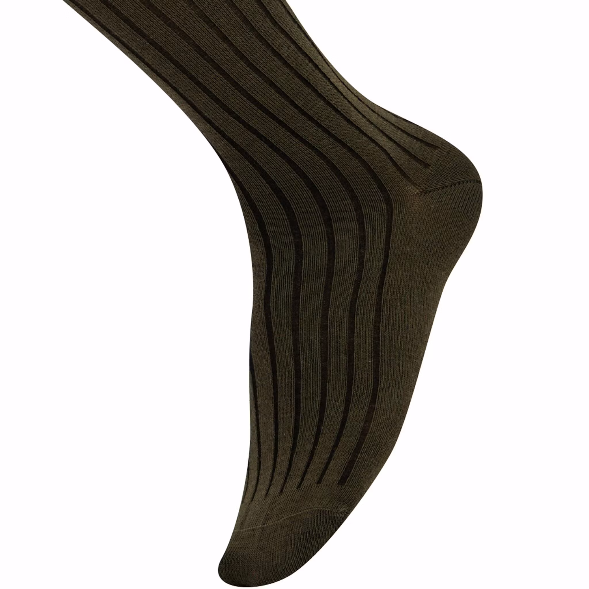 Khaki ribbad knästrumpa - MySocks