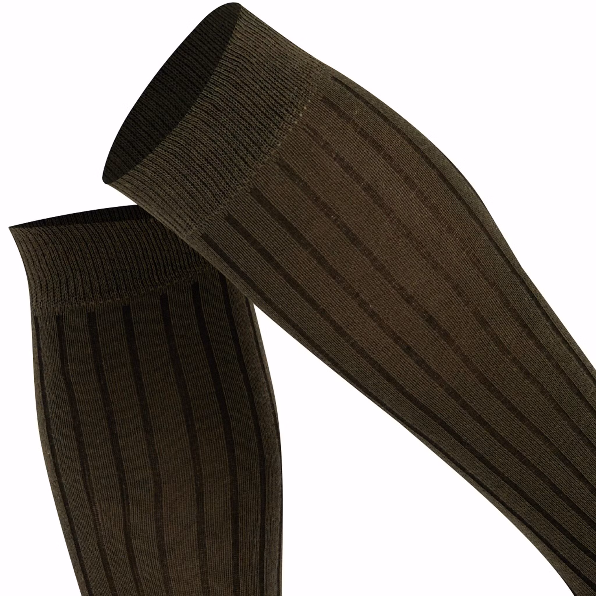 Khaki ribbad knästrumpa - MySocks