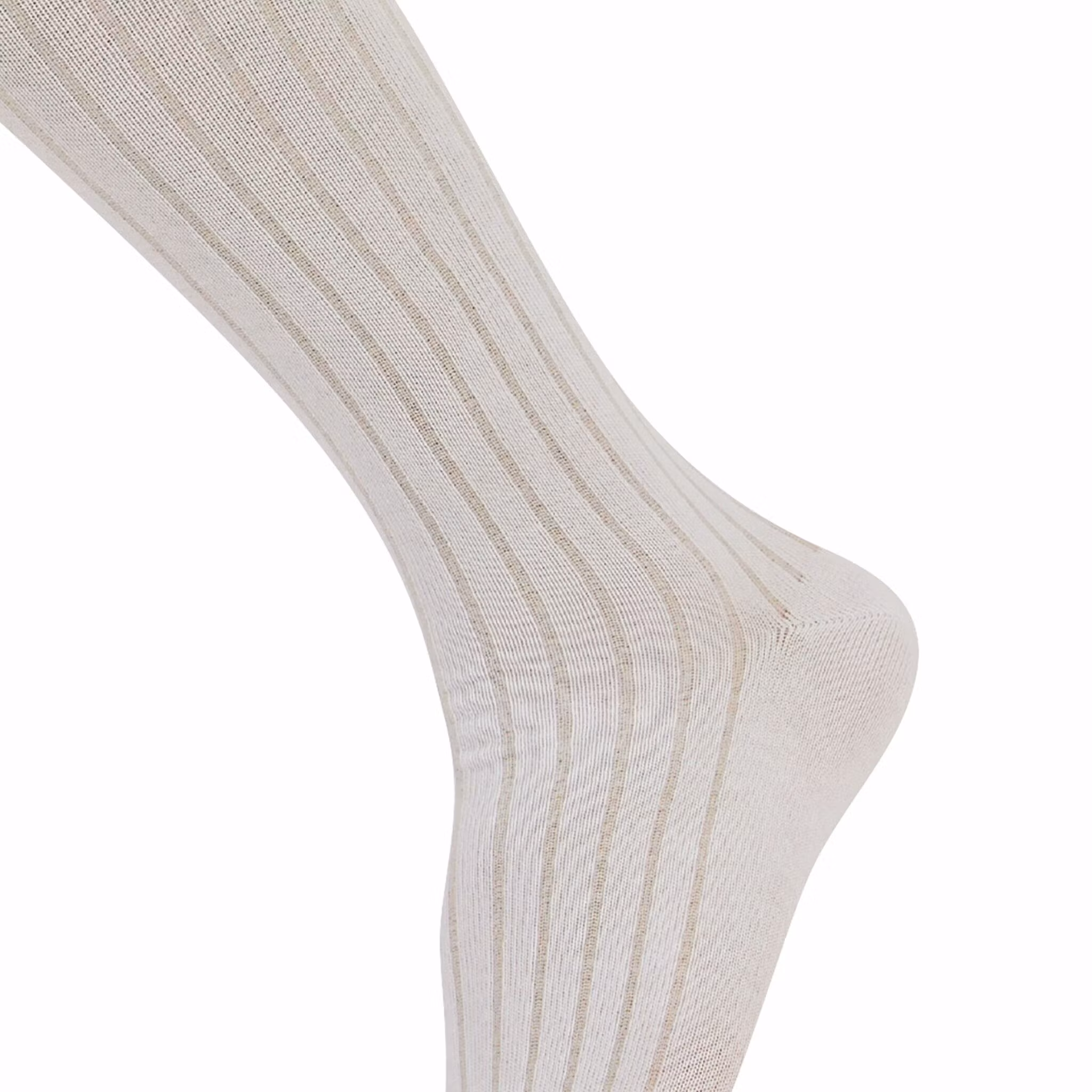 Vit ribbad knästrumpa - MySocks