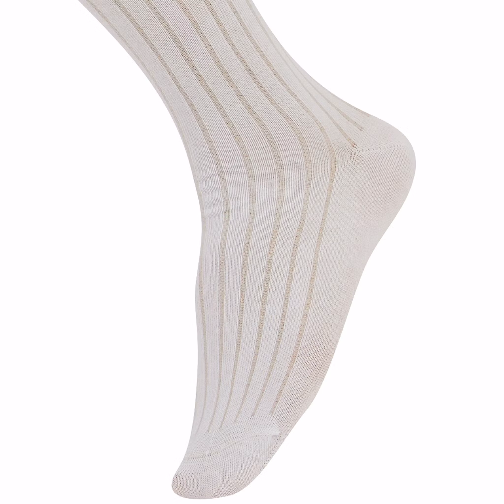 Vit ribbad knästrumpa - MySocks