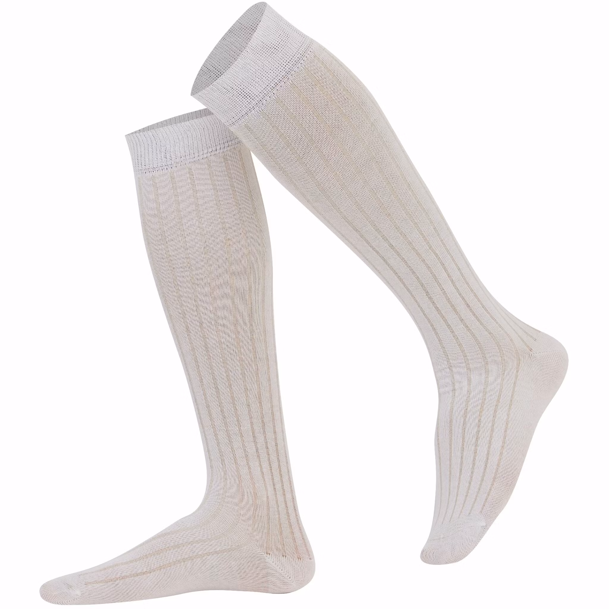 Vit ribbad knästrumpa - MySocks