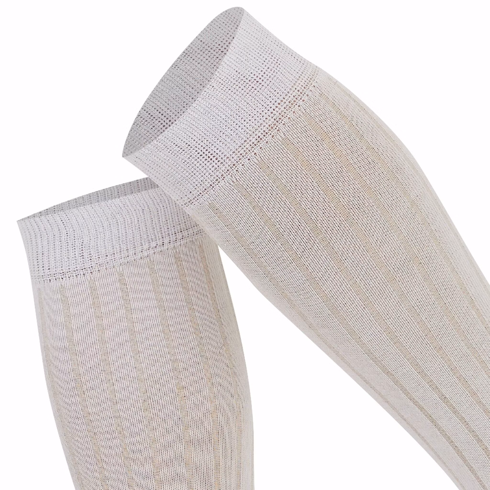 Vit ribbad knästrumpa - MySocks