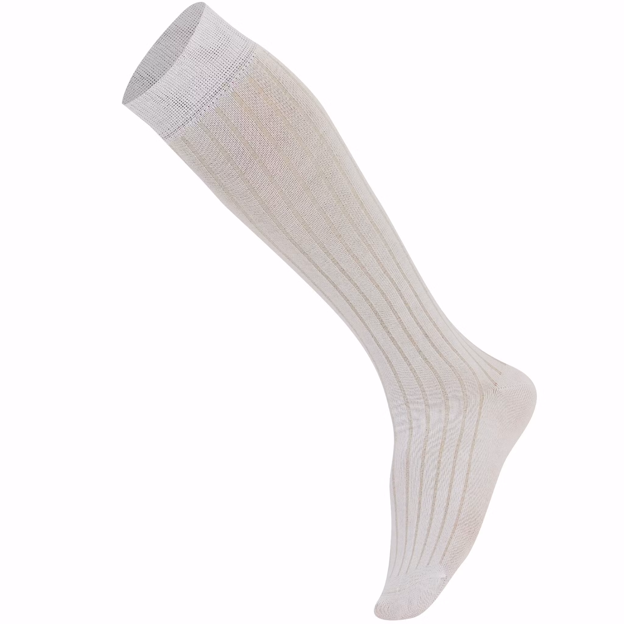 Vit ribbad knästrumpa - MySocks