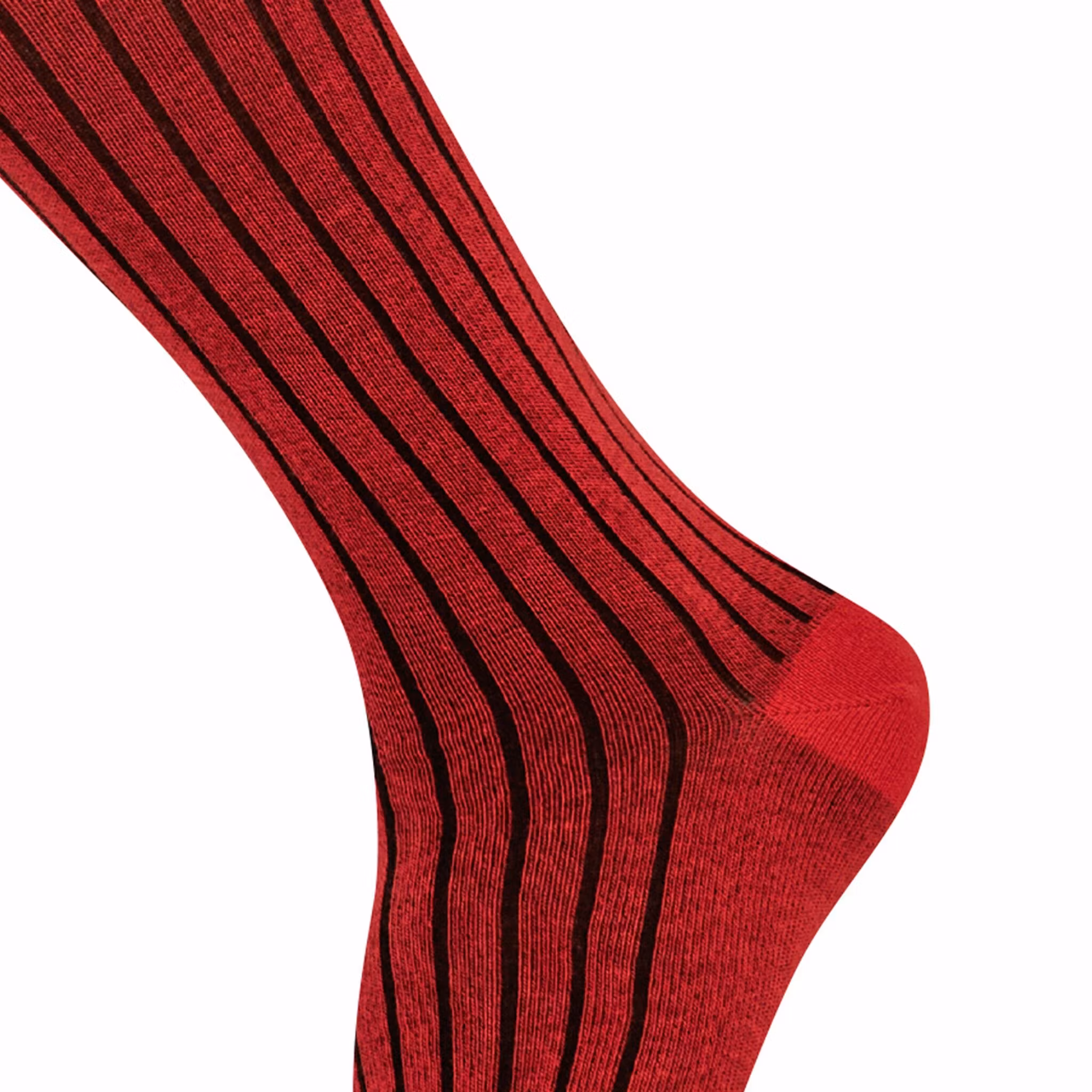 Röd ribbad knästrumpa - MySocks