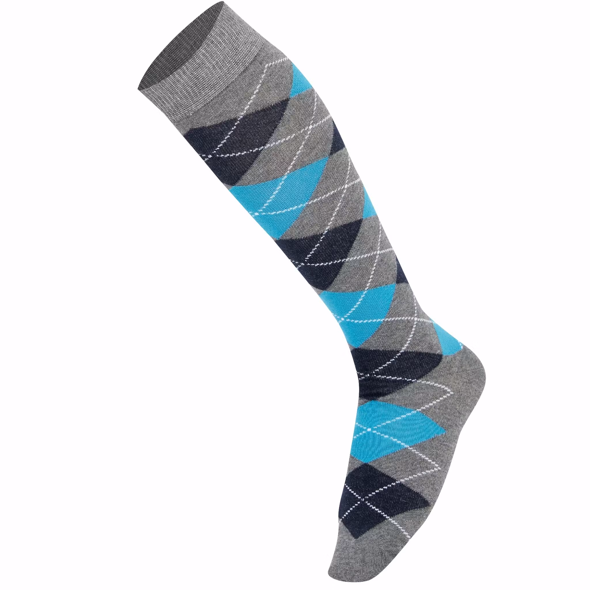 Grå/turkos argyle knästrumpa