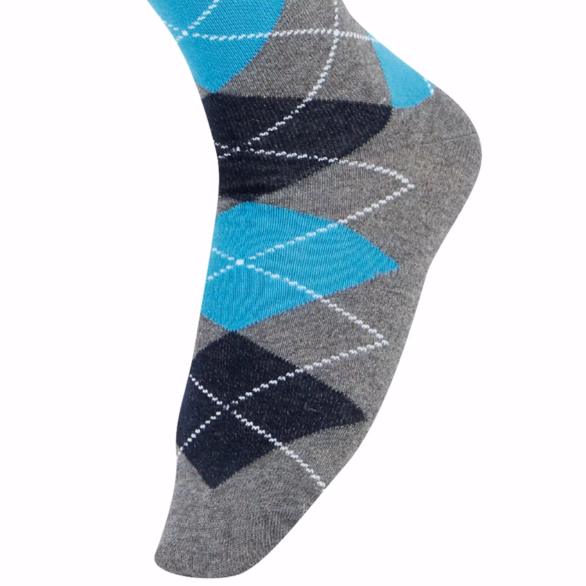Grå/turkos argyle knästrumpa
