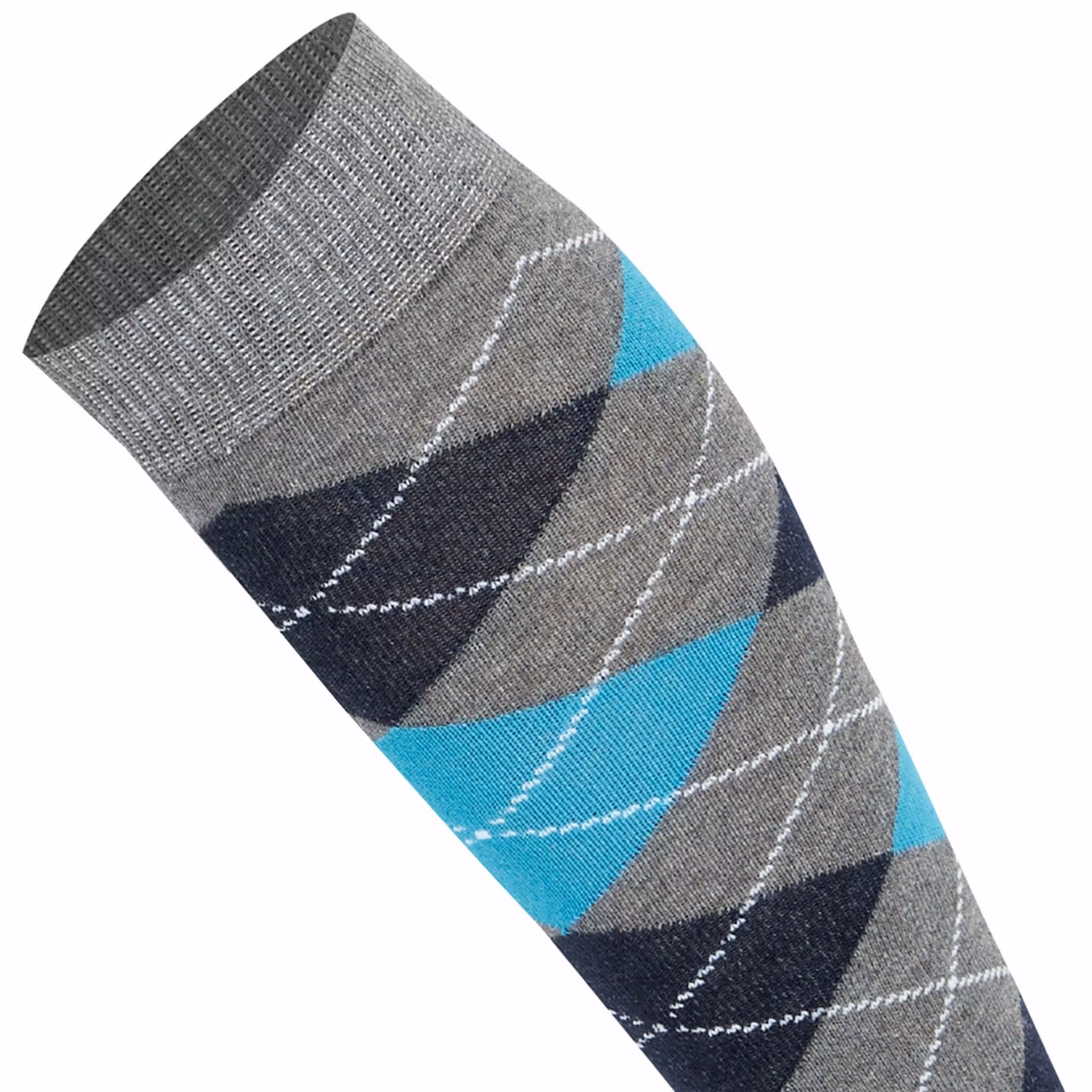 Grå/turkos argyle knästrumpa
