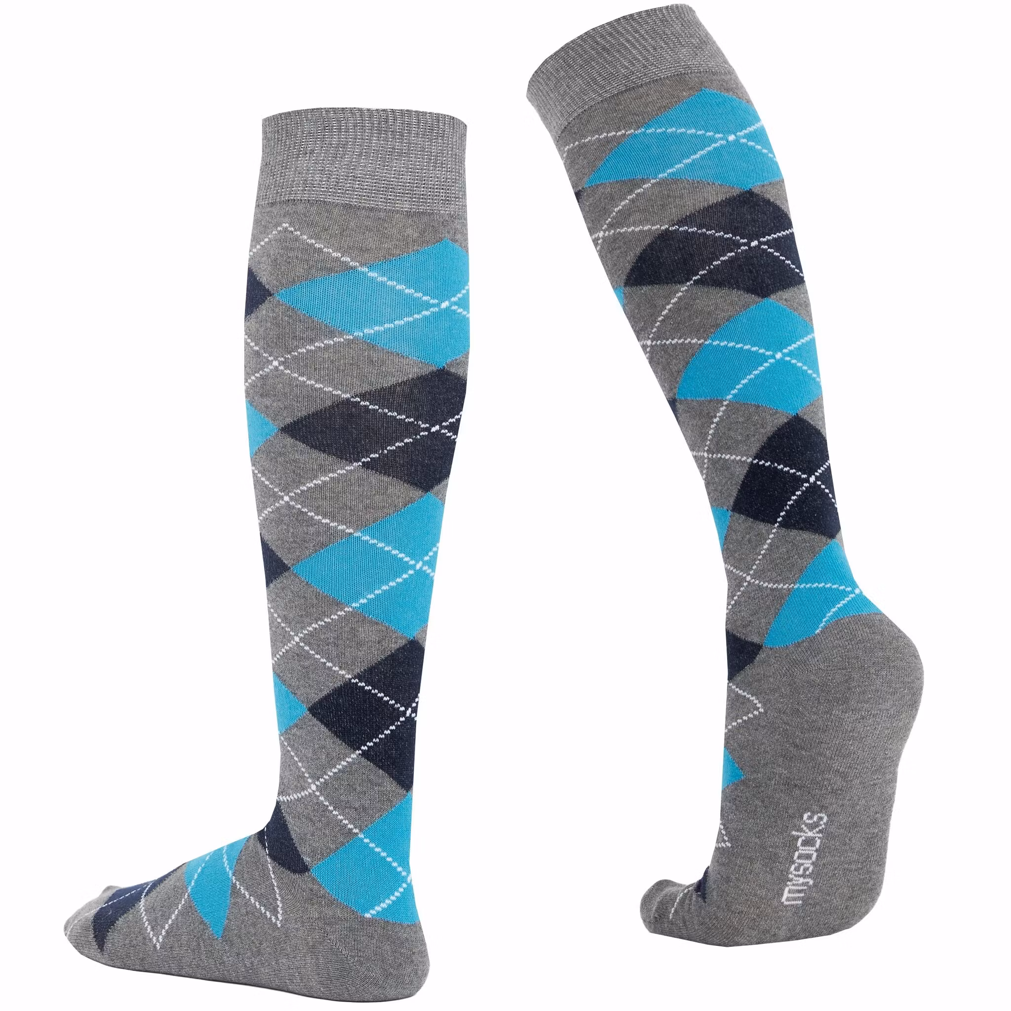 Grå/turkos argyle knästrumpa