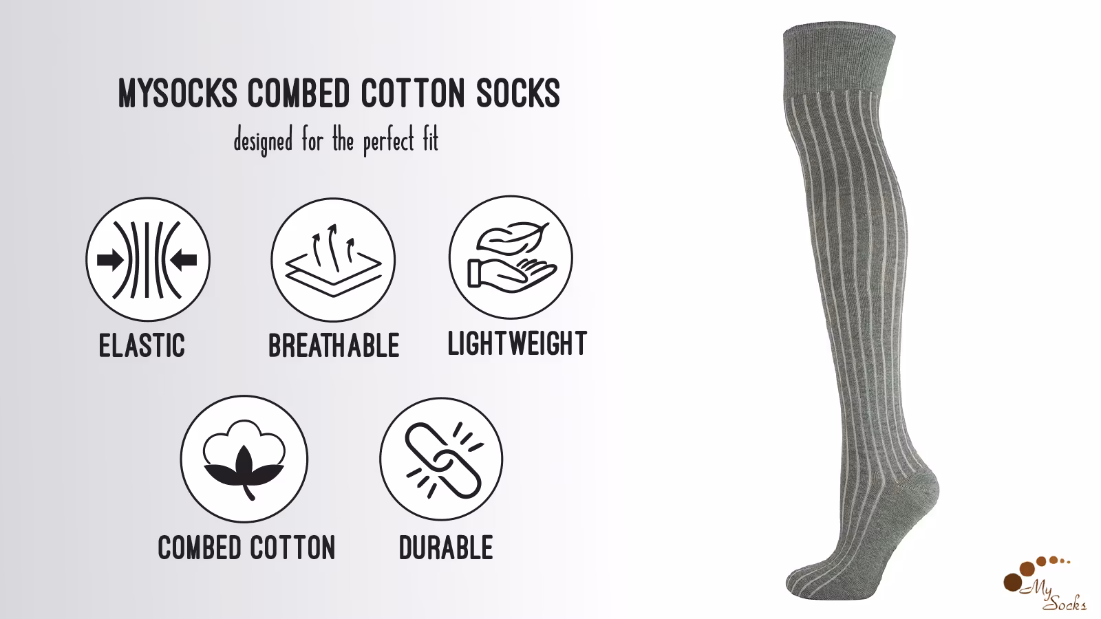 "Over the knee" knästrumpa Grå Ribbad - MySocks