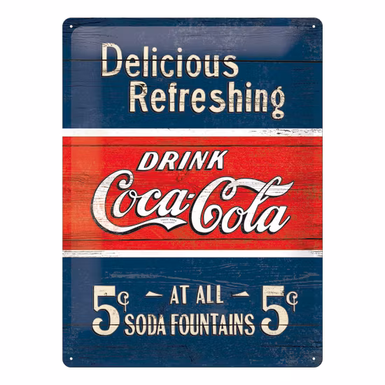 Plåtskylt - "Coca-Cola Delicious Refreshing" 30x40 cm