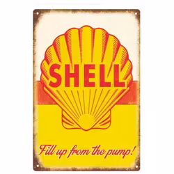 Plåtskylt - "Shell-fill up from the pump" 20x30cm
