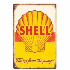 Plåtskylt - "Shell-fill up from the pump" 20x30cm