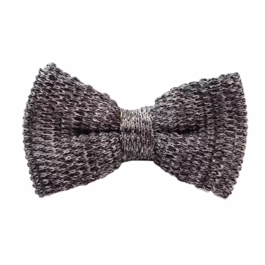 Brunmelange stickad knuten fluga