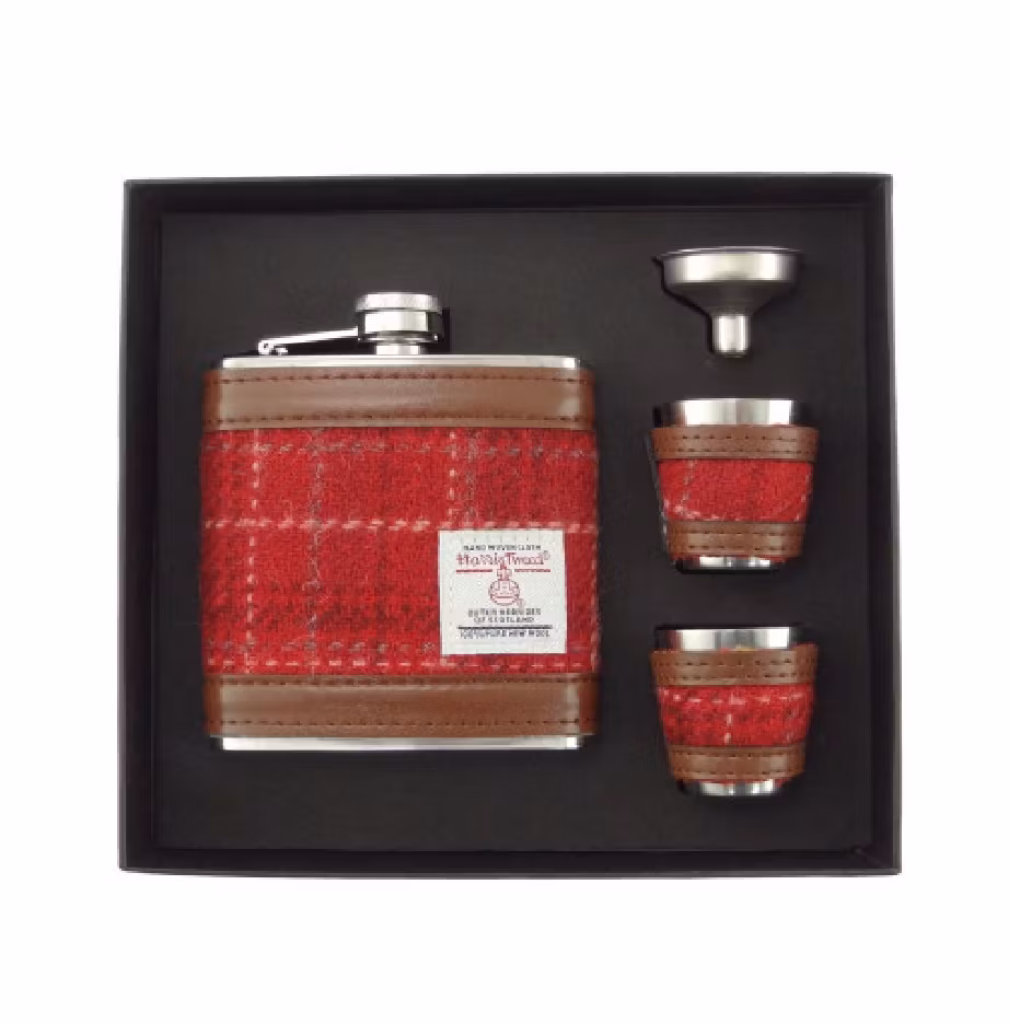 Fickplunta m. två muggar - Harris Tweed Red Check