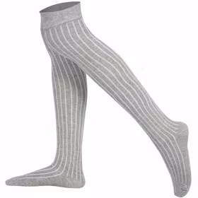 "Over the knee" knästrumpa Grå Ribbad - MySocks