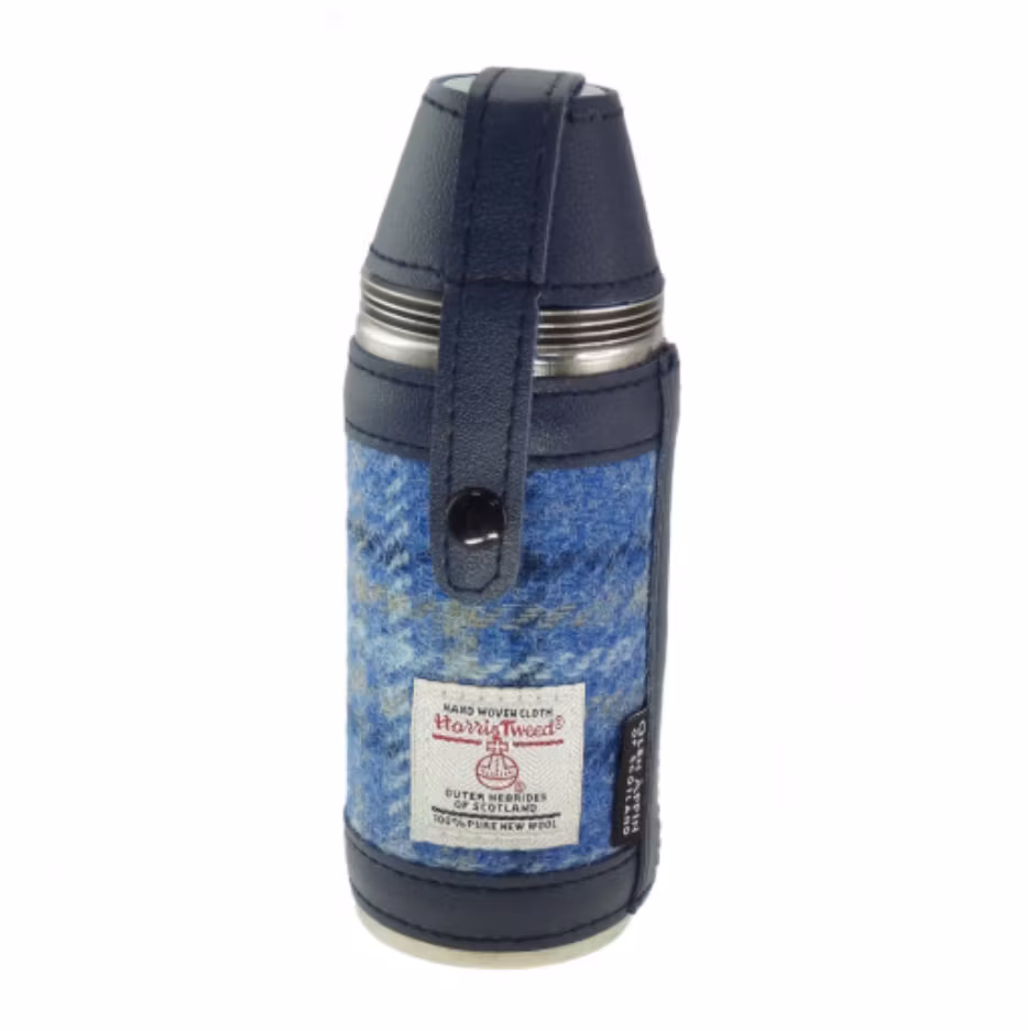 Fickplunta m. fyra muggar - Harris Tweed Light Blue Check