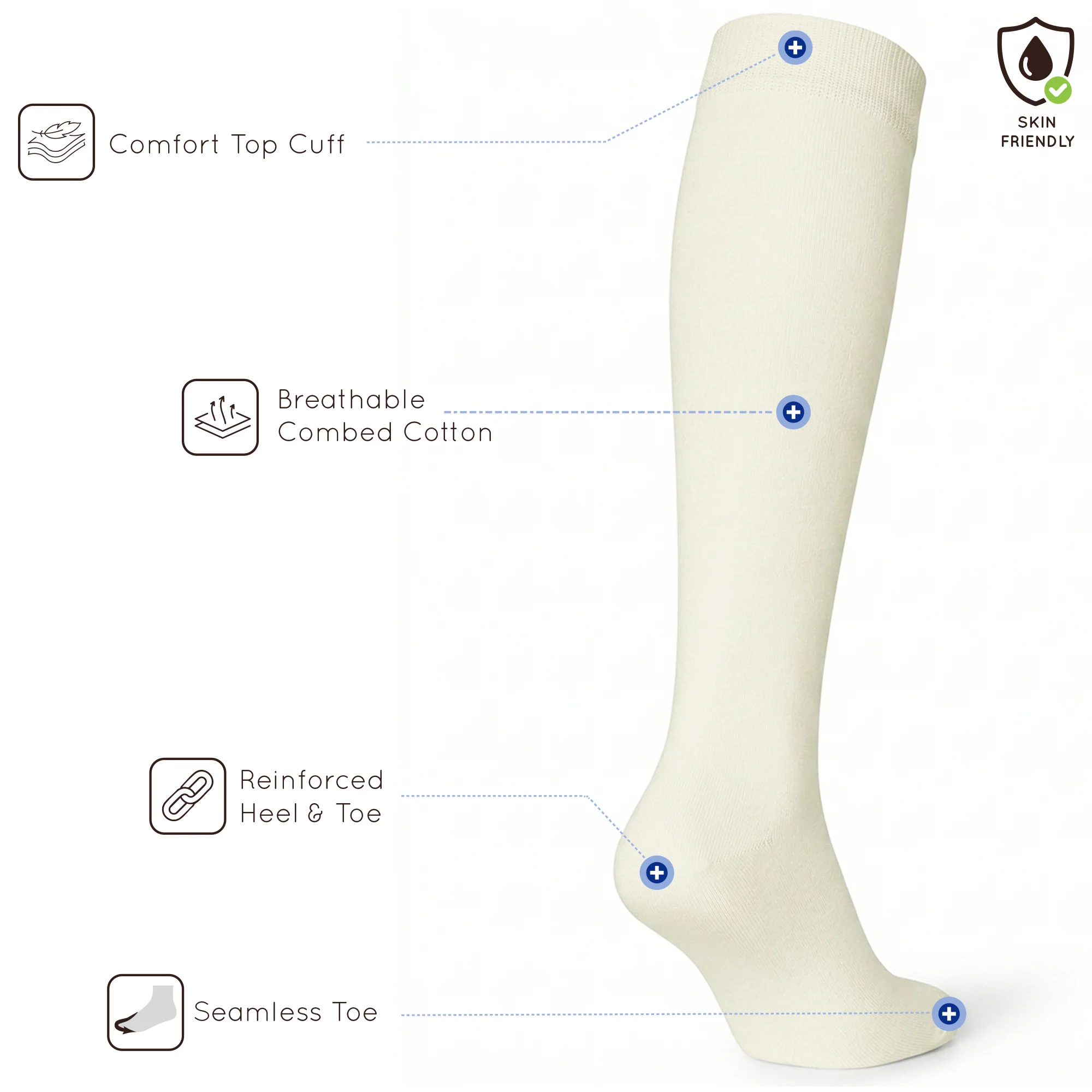 Cream enfärgad knästrumpa - MySocks
