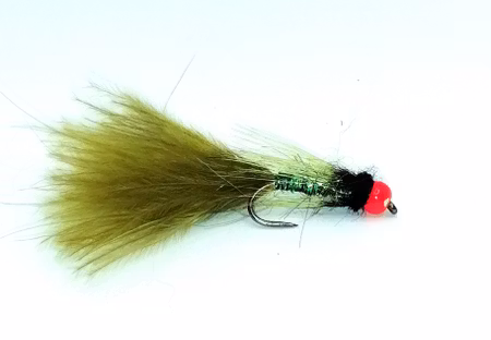 Flickslända med Fluo Red BeadHead #10