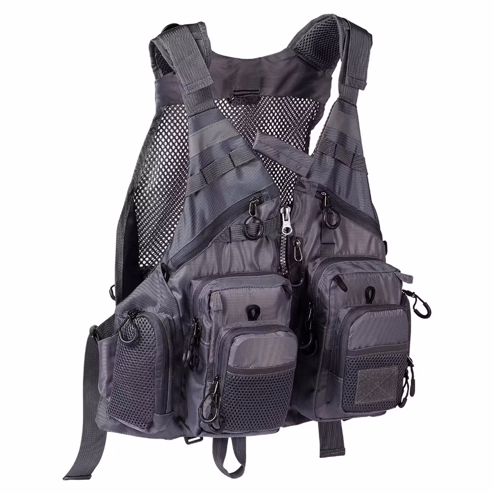 Bassdash Breathable Fishing Vest Dark Grey
