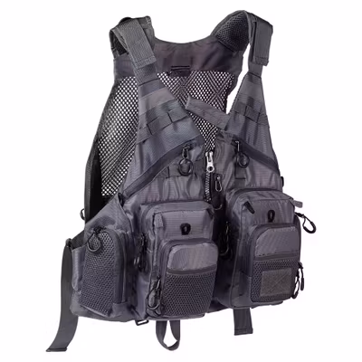 Bassdash Breathable Fishing Vest Dark Grey