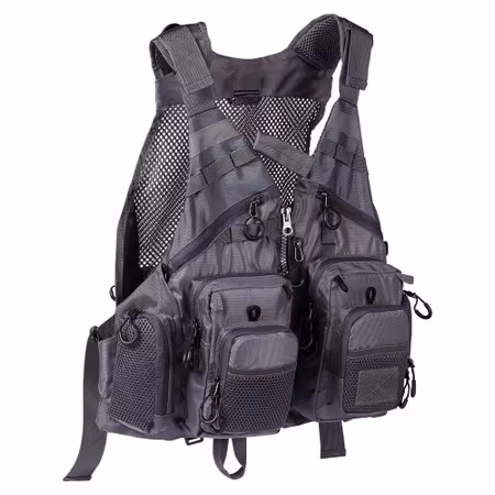 Bassdash Breathable Fishing Vest Dark Grey