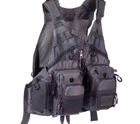 Bassdash Breathable Fishing Vest Dark Grey