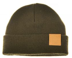 Ahrex Tight Knit Leather Patch Beanie Loden