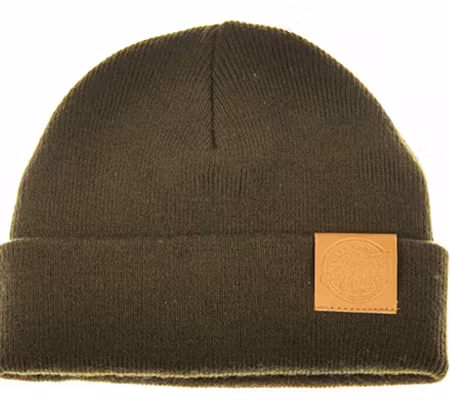 Ahrex Tight Knit Leather Patch Beanie Loden