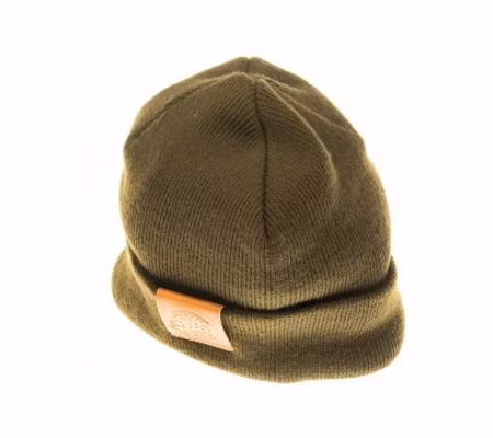 Ahrex Tight Knit Leather Patch Beanie Loden