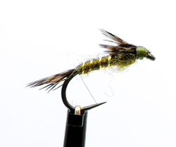 Nymph thin Olive Gold Rib #14