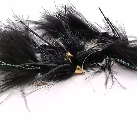 Wolly Bugger Black ConeHead Rubberlegs #8