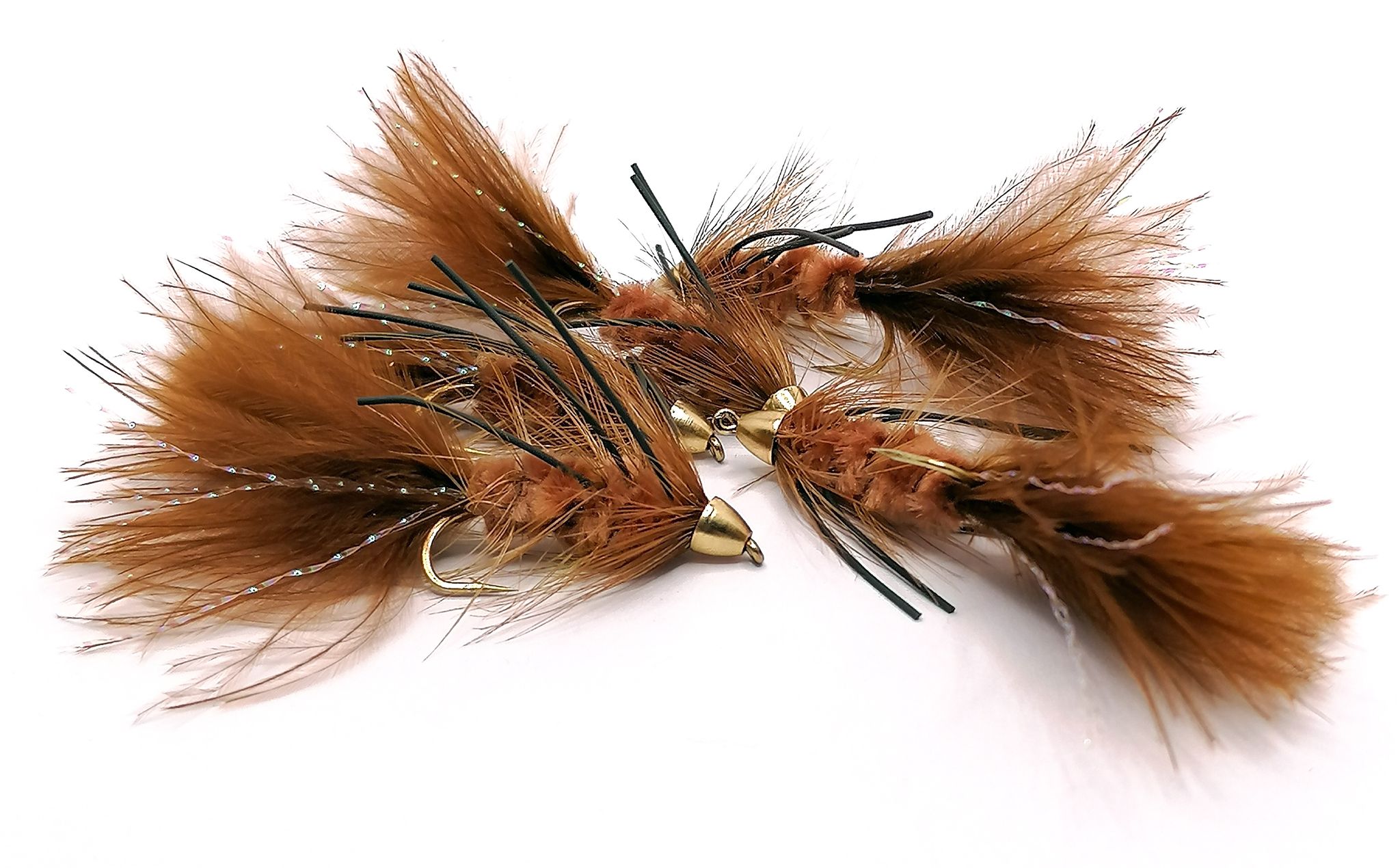Wolly Bugger Brown ConeHead Rubberlegs #8