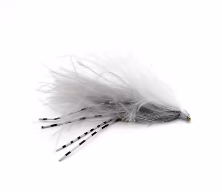 Gray and White Marabou Streamer Rubberlegs #10