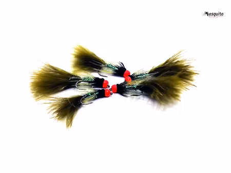 Flickslända med Fluo Red BeadHead #10