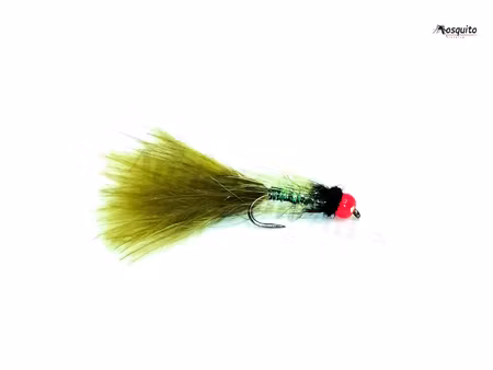 Flickslända med Fluo Red BeadHead #10
