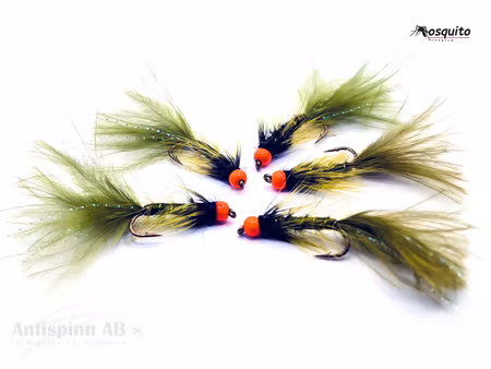 Flickslända Olive BeadHead Orange #10