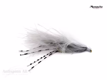 Gray and White Marabou Streamer Rubberlegs #10