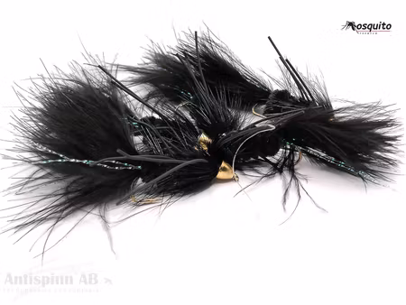 Wolly Bugger Black ConeHead Rubberlegs #8