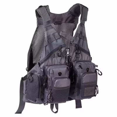 Breathable Fishing Vest Dark Grey